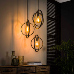 Hanglamp met 3 lampen Turn around getrapt - 40x40x150 cm - Charcoal