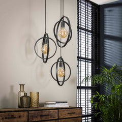 Hanglamp met 3 lampen Turn around getrapt - 40x40x150 cm - Charcoal