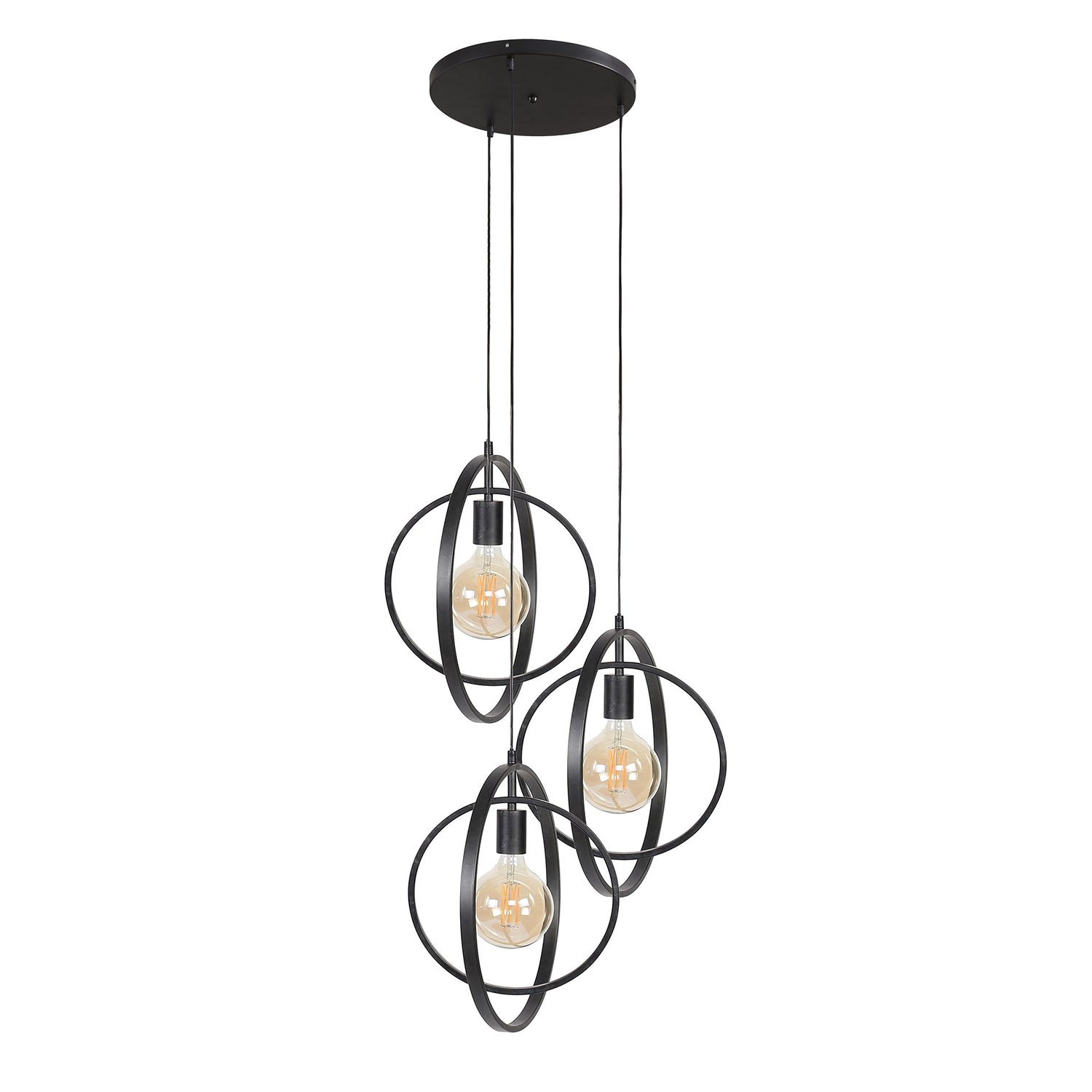 Hanglamp met 3 lampen Turn around getrapt - 40x40x150 cm - Charcoal