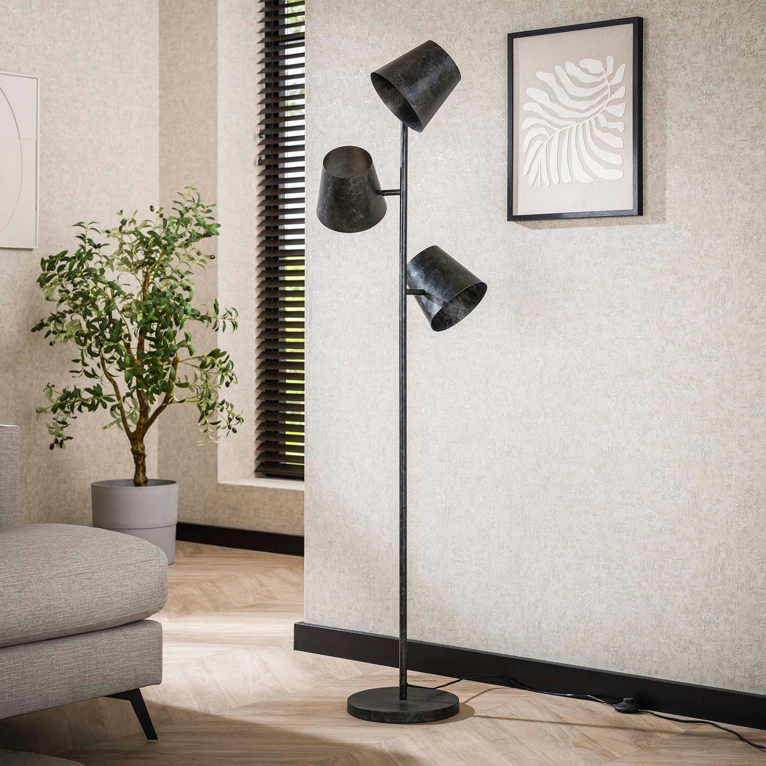 Vloerlamp met 3x Ø18 Kinetic - 40x40x167 cm - Charcoal