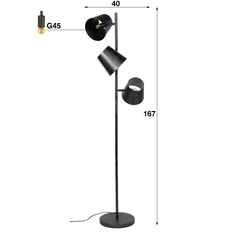 Vloerlamp met 3x Ø18 Kinetic - 40x40x167 cm - Charcoal