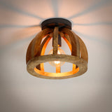 Plafondlamp Gebogen Houten Spijl - 30x30x24 cm - Naturel - Mango