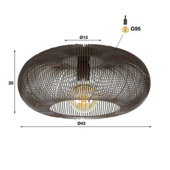 Plafondlamp Ø43 Copper Twist - 43x43x20 cm - Zwart Nikkel