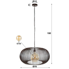 Hanglamp Ø70 Copper Twist - 70x70x150 cm - Zwart Nikkel