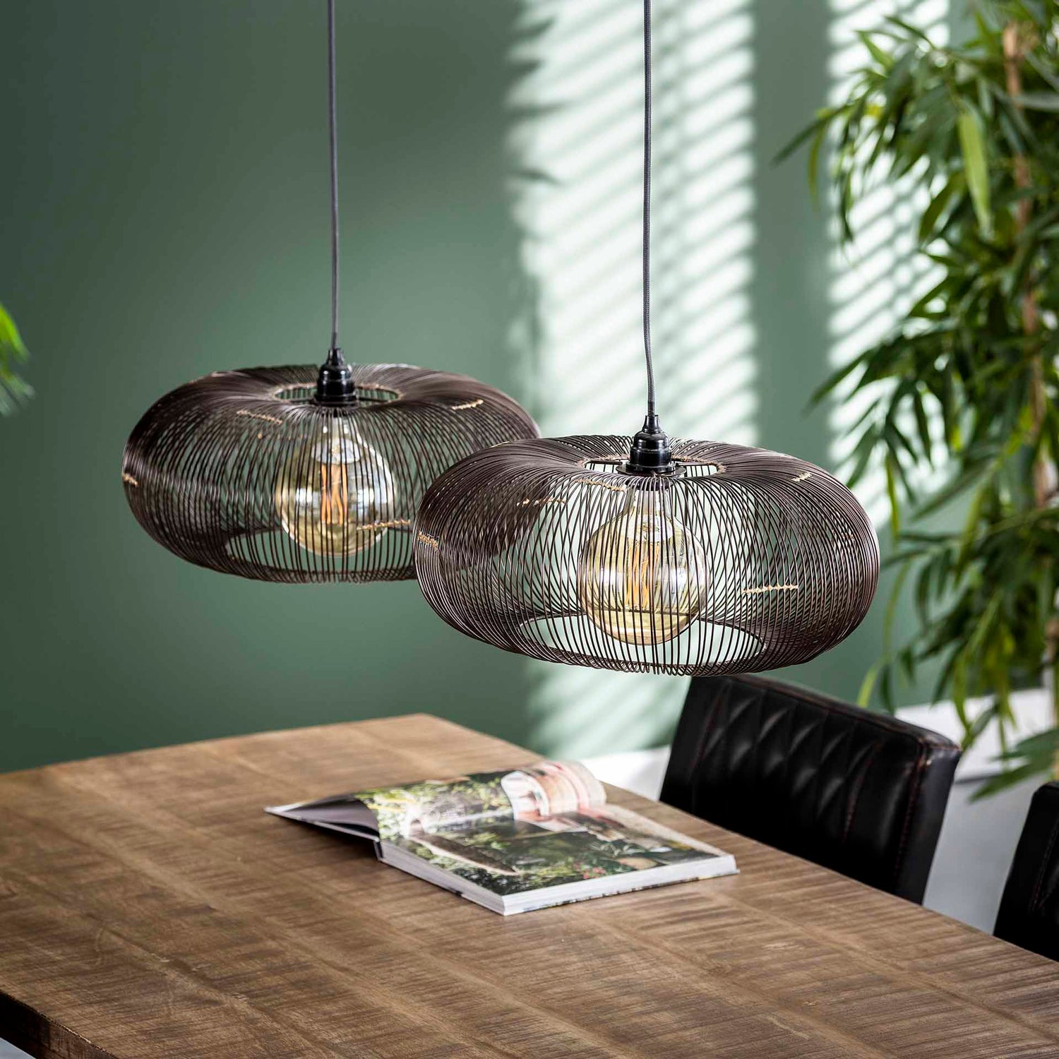 Hanglamp met 2 Lampen Copper Twist 2xØ43 - 102x43x150 cm - Zwart Nikkel