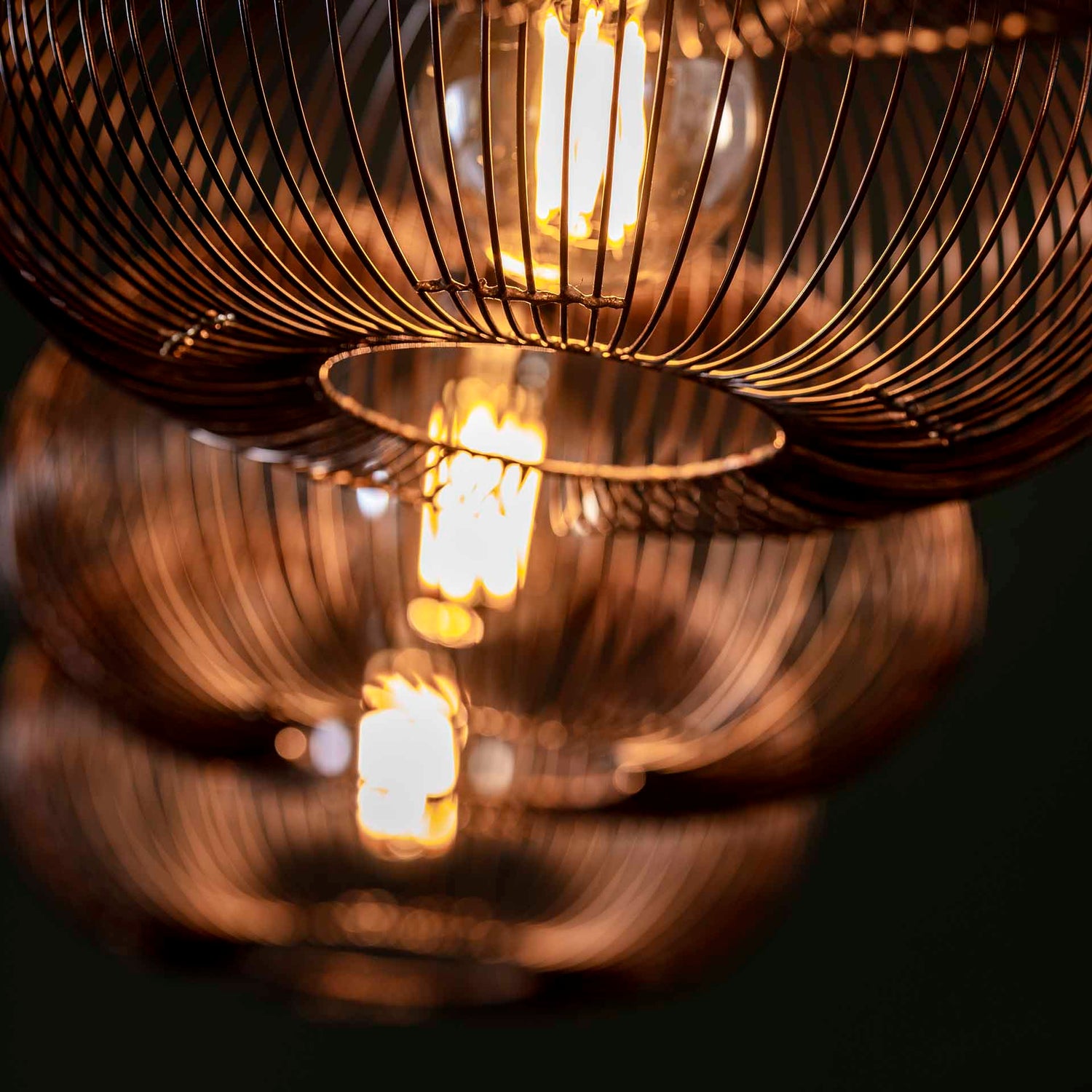 Hanglamp met 4 Lampen Disk Wire Copper Twist - 170x35x150 cm - Zwart Nikkel