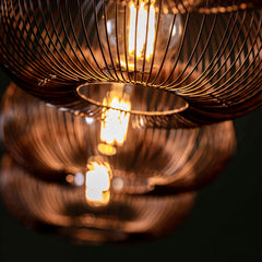 Hanglamp met 4 Lampen Disk Wire Copper Twist - 170x35x150 cm - Zwart Nikkel