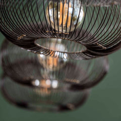 Hanglamp met 4 Lampen Disk Wire Copper Twist - 170x35x150 cm - Zwart Nikkel