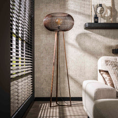 Vloerlamp 3-poot Copper Twist - 55x55x170 cm - Zwart Nikkel