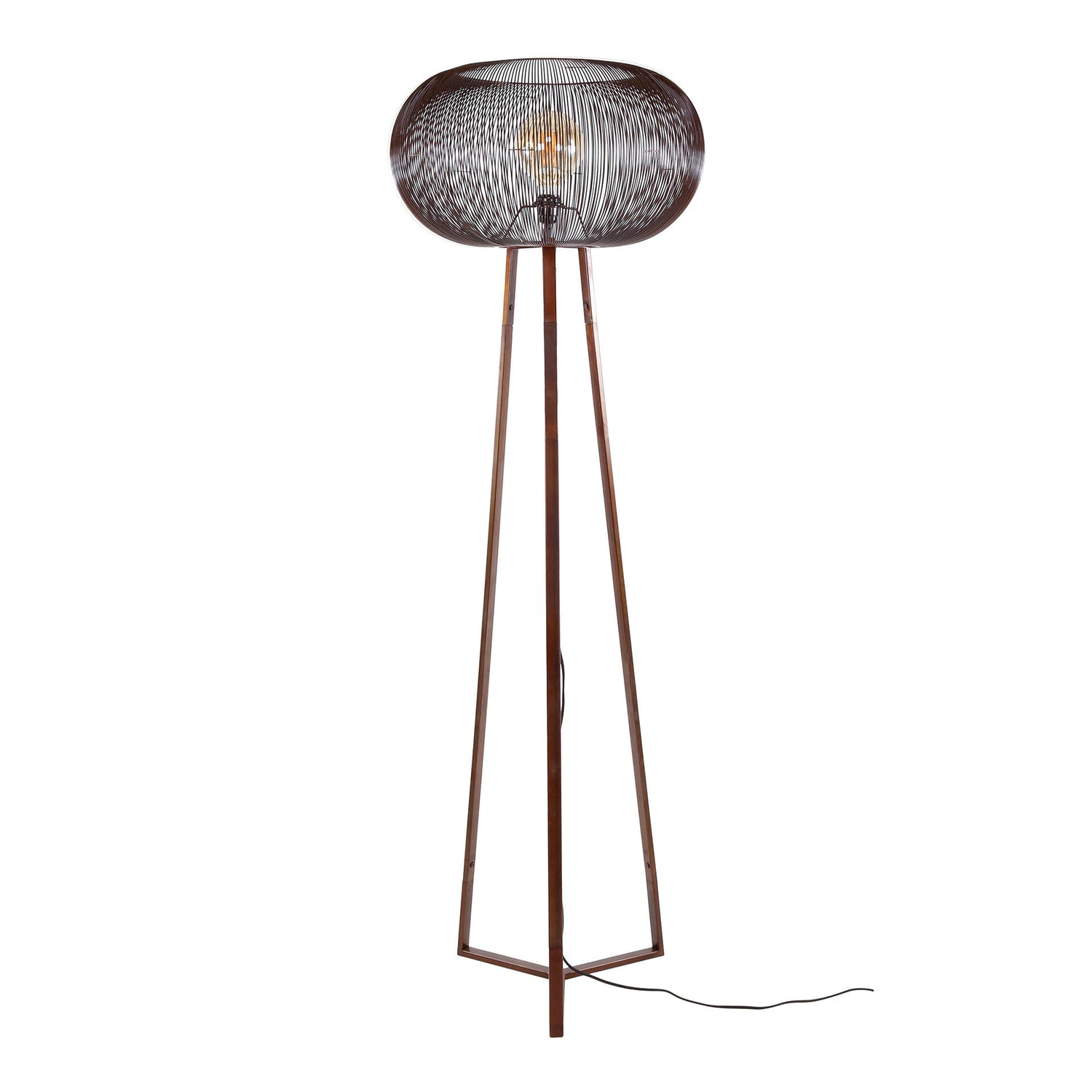 Vloerlamp 3-poot Copper Twist - 55x55x170 cm - Zwart Nikkel