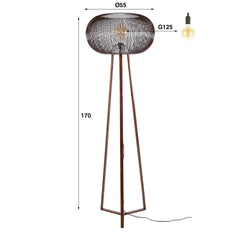 Vloerlamp 3-poot Copper Twist - 55x55x170 cm - Zwart Nikkel
