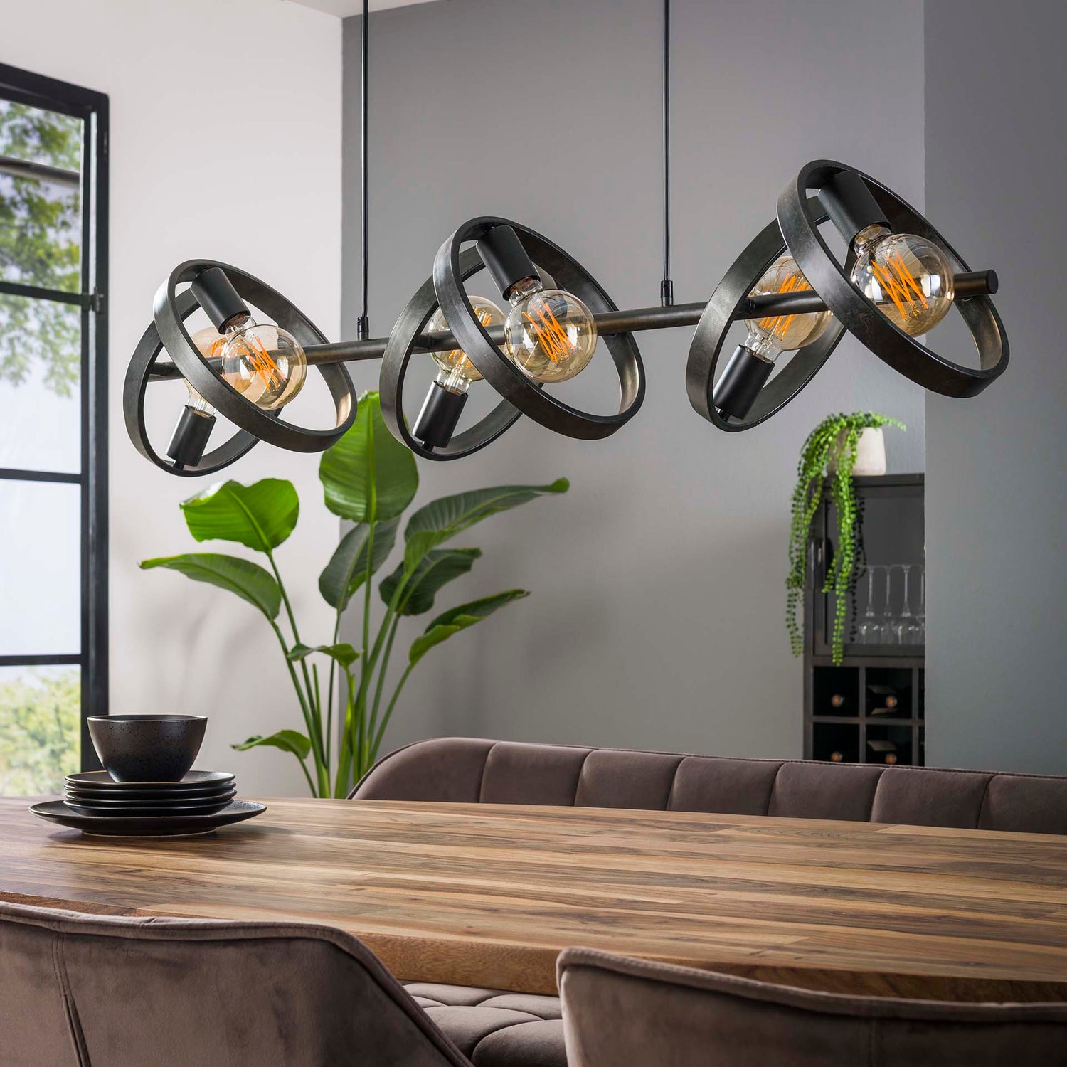 Hanglamp met 6 Lampen Hover - 120x42x150 cm - Charcoal