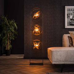 Vloerlamp met 3 lampen Cosmos Mesh - 36x22x160 cm - Artic Zwart