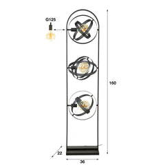 Vloerlamp met 3 lampen Cosmos Mesh - 36x22x160 cm - Artic Zwart