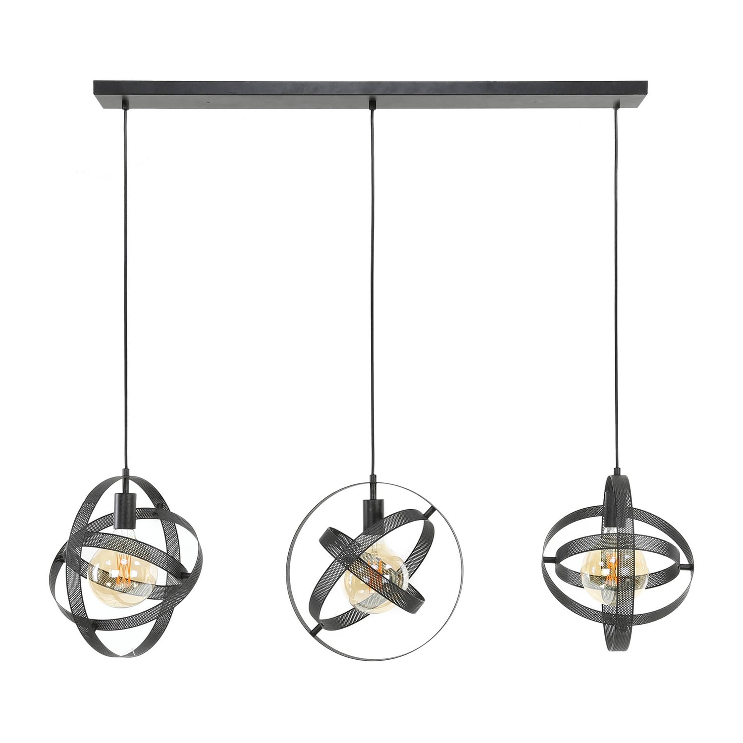 Hanglamp met 3 Lampen Cosmos Mesh - 115x33x150 cm - Artic - Zwart