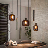 Hanglamp met 7 Lampen Bronza Mix - 105x35x150 cm - Sienna Bruin