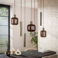Hanglamp met 7 Lampen Bronza Mix - 105x35x150 cm - Sienna Bruin
