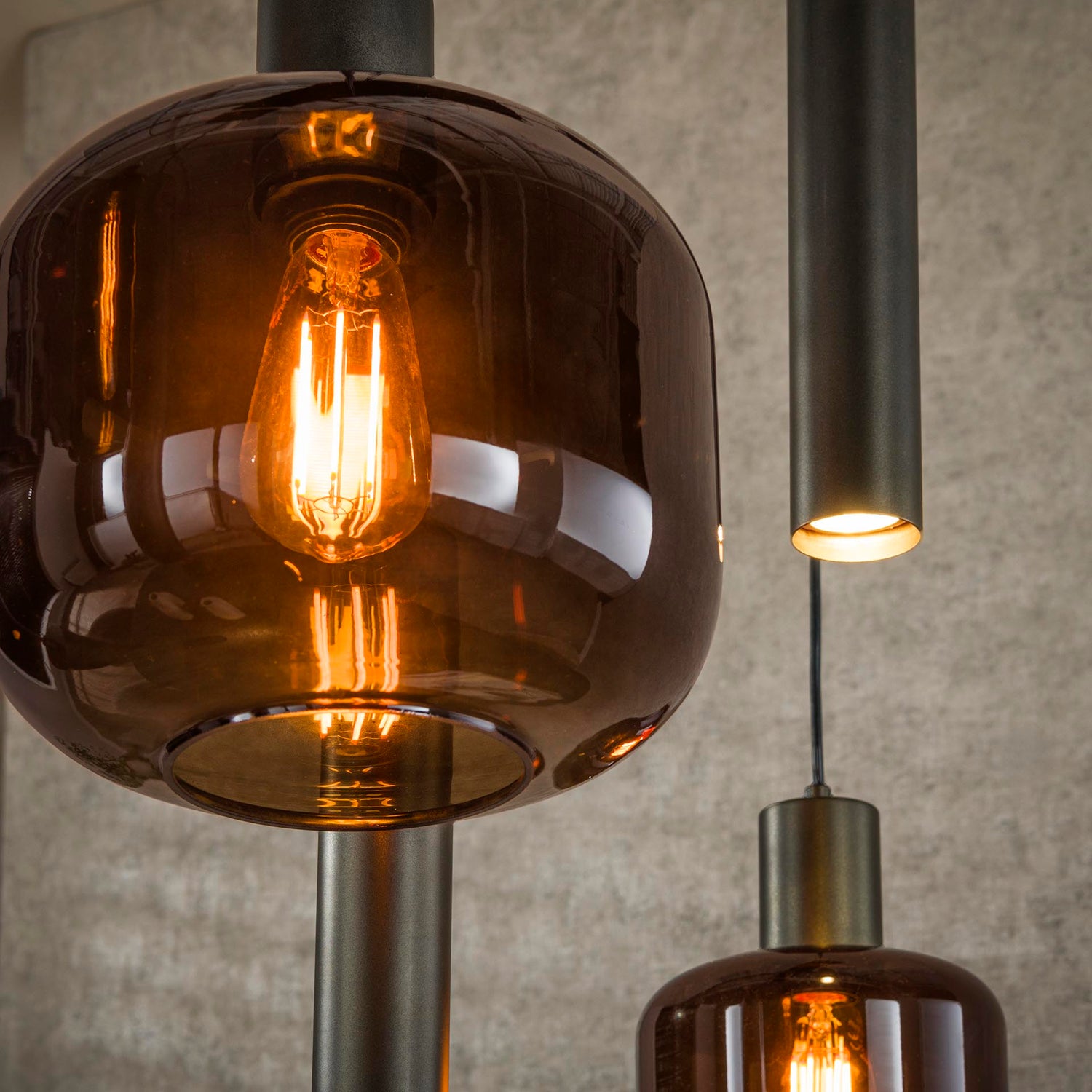 Hanglamp met 7 Lampen Bronza Mix - 105x35x150 cm - Sienna Bruin