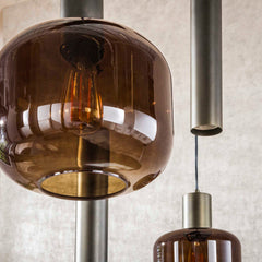 Hanglamp met 7 Lampen Bronza Mix - 105x35x150 cm - Sienna Bruin