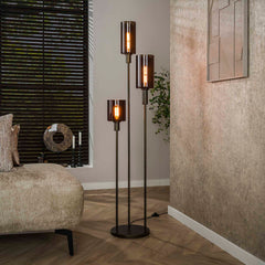 Vloerlamp Sepiora getrapt met 3 lampen - 33x33x165 cm - Sienna Bruin