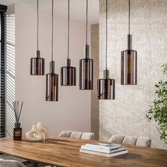 Hanglamp met 6 Lampen Sepiora - 118x14x150 cm - Sienna Bruin