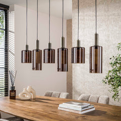 Hanglamp met 6 Lampen Sepiora - 118x14x150 cm - Sienna Bruin