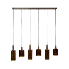 Hanglamp met 6 Lampen Sepiora - 118x14x150 cm - Sienna Bruin