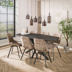 Hanglamp met 6 Lampen Sepiora - 118x14x150 cm - Sienna Bruin