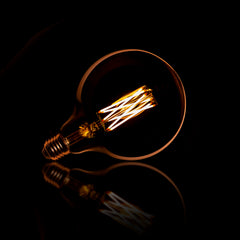 Lichtbron LED Filament Bol [G125] - 12,5x12,5x17,5 cm - 6W Dimbaar - E27 - Amberkleurig Glas