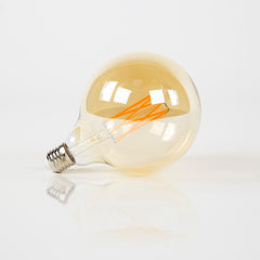 Lichtbron LED Filament Bol [G125] - 12,5x12,5x17,5 cm - 6W Dimbaar - E27 - Amberkleurig Glas