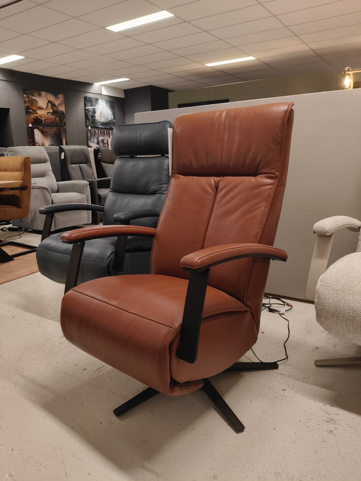 Releazz relaxfauteuil CV-144 - Lucca leder Cognac - Elek. 2 motoren - Incl. Accu