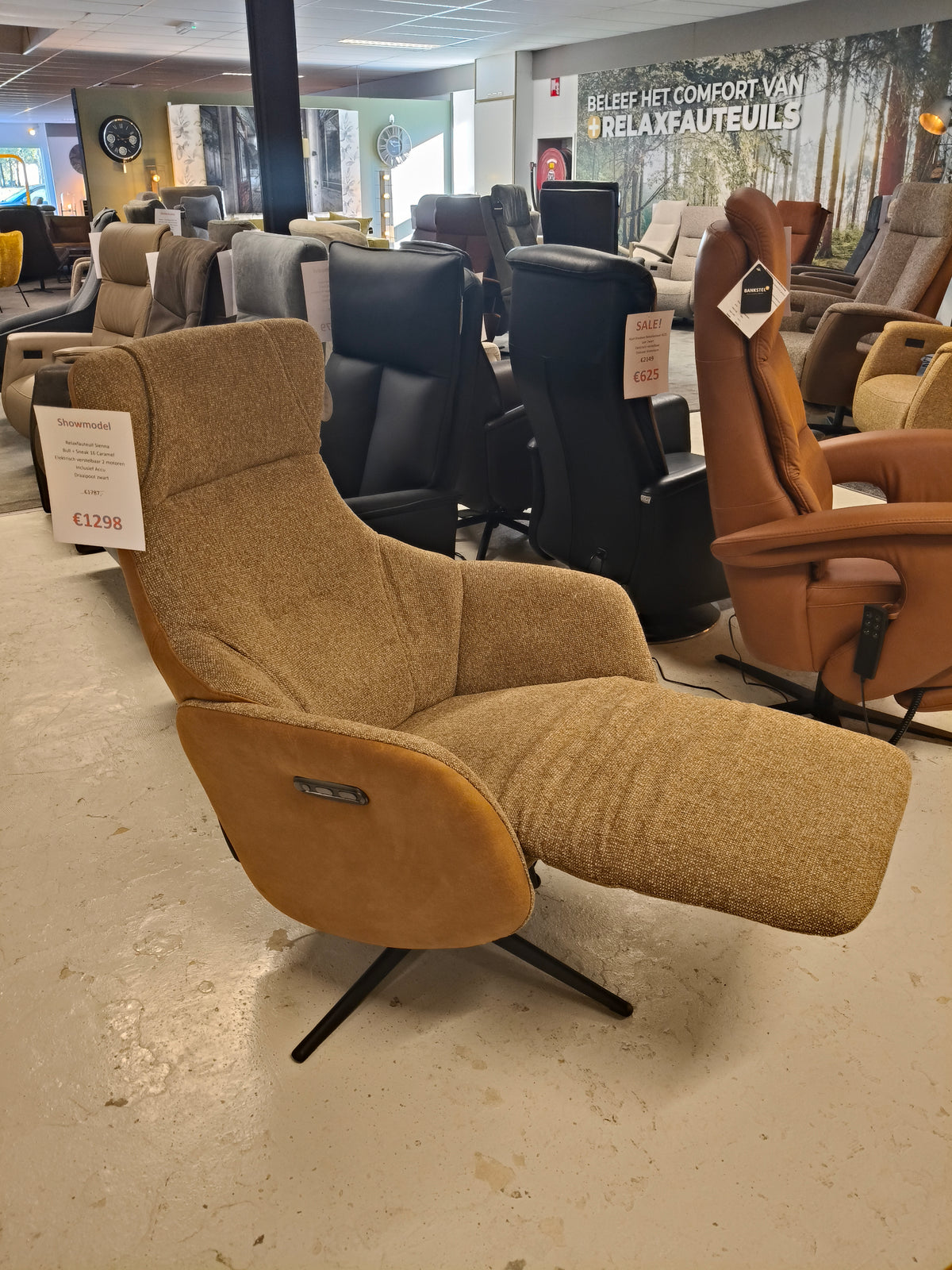 Relaxfauteuil Sienna - Bull + Sneak 16 Caramel - Elektrisch + Accu