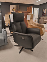 Relaxfauteuil Lusso - Zwart leder - Elektrisch 4 motoren - Incl. Accu