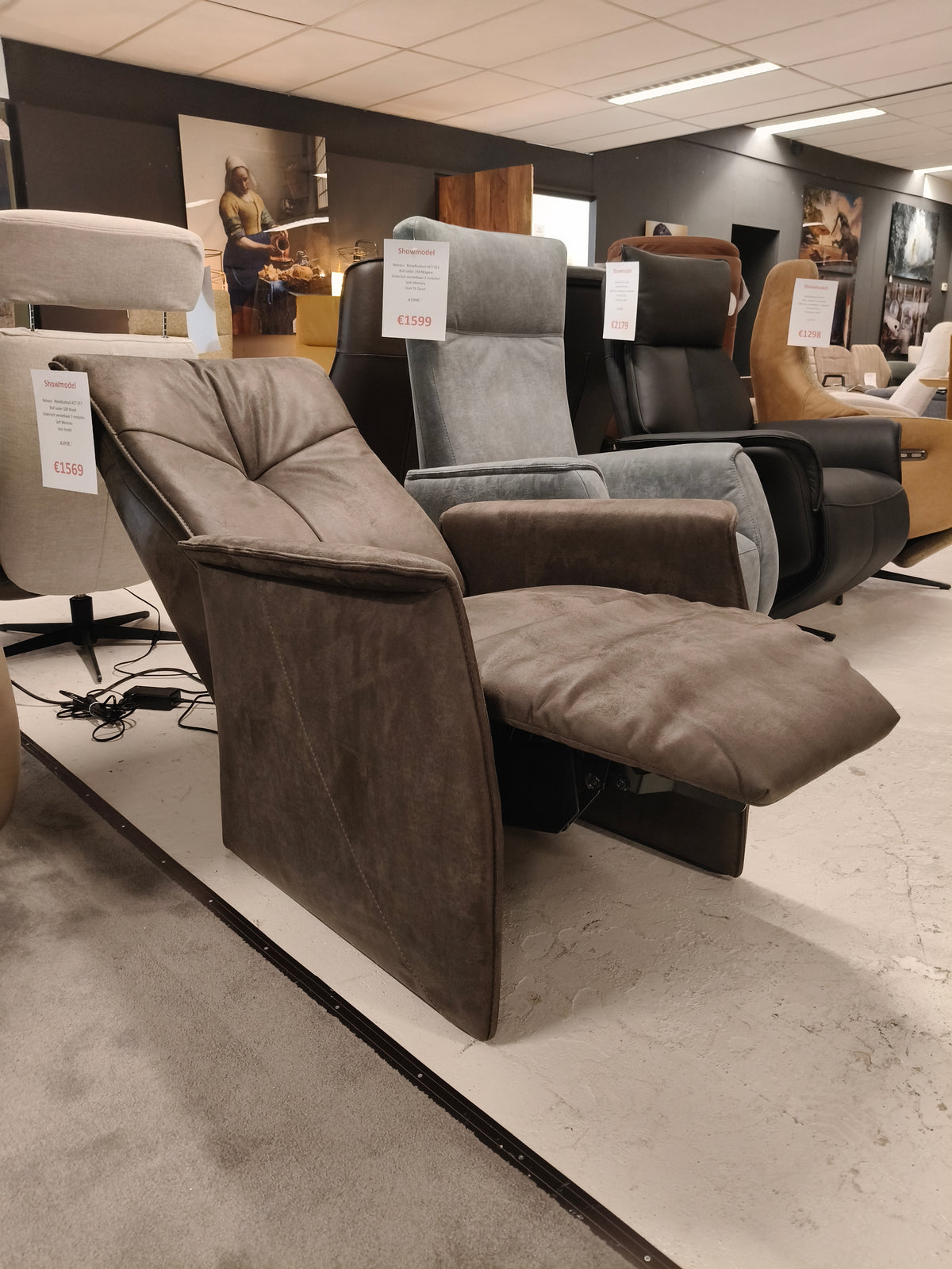 Releazz Relaxfauteuil ACT-357 - Bull Leder 108 Wood - Elektrisch 2 motoren