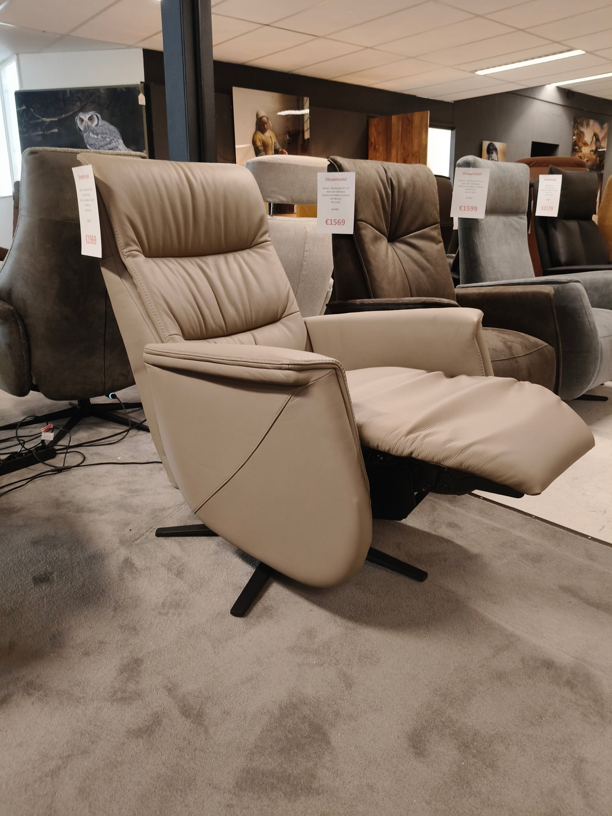 Releazz Relaxfauteuil EA-326 - Vito Leder Mocca - Elektrisch 2 motoren