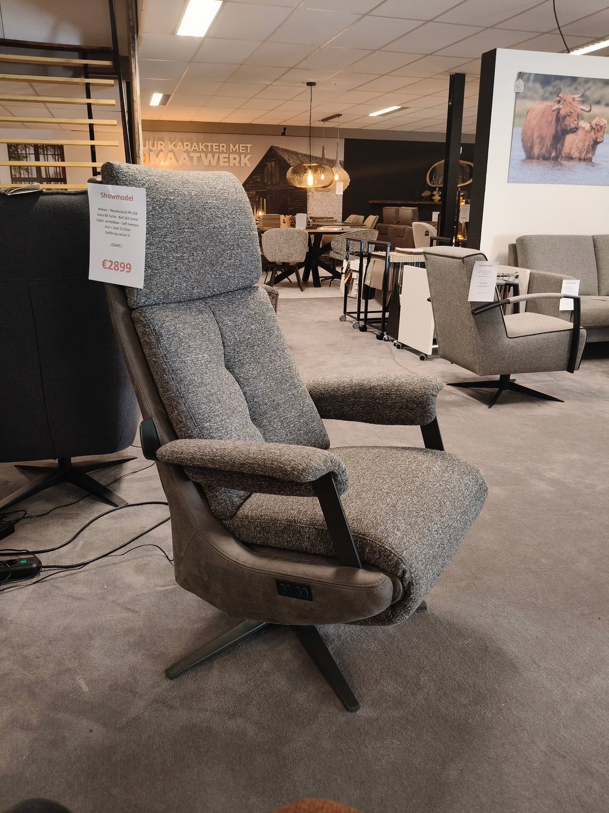 Releazz Relaxfauteuil PR-158 - Oasis 88 Turtle + Bull 162 Forest - Elektrisch