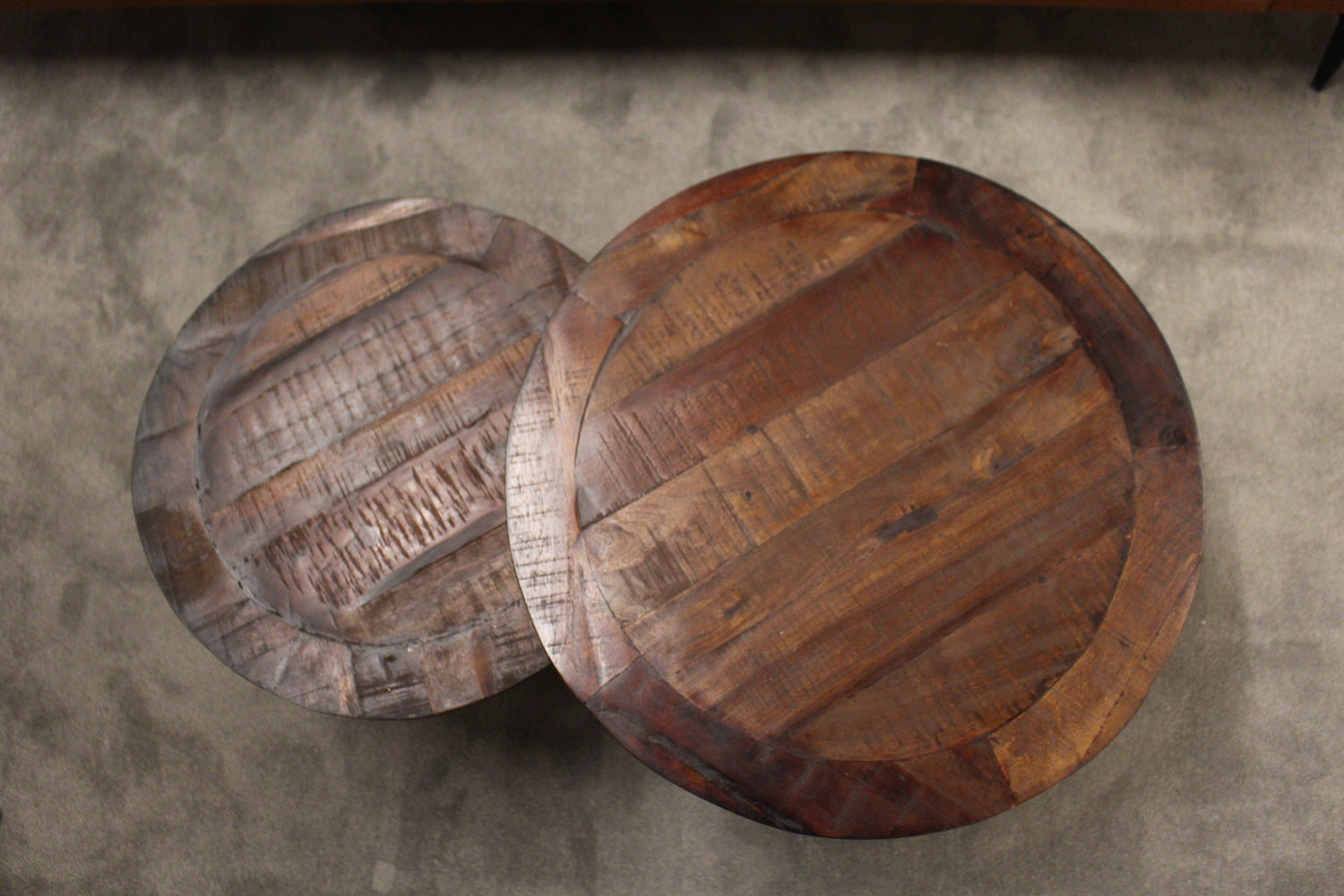Salontafelset rond - Massief gerecycled hout