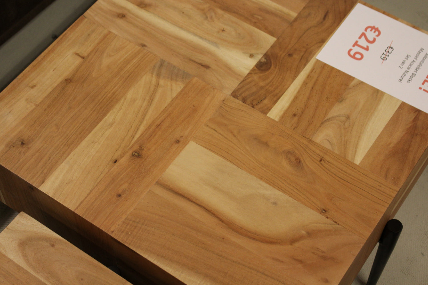 Salontafelset Blocks - Massief Acacia Naturel - Set van 2