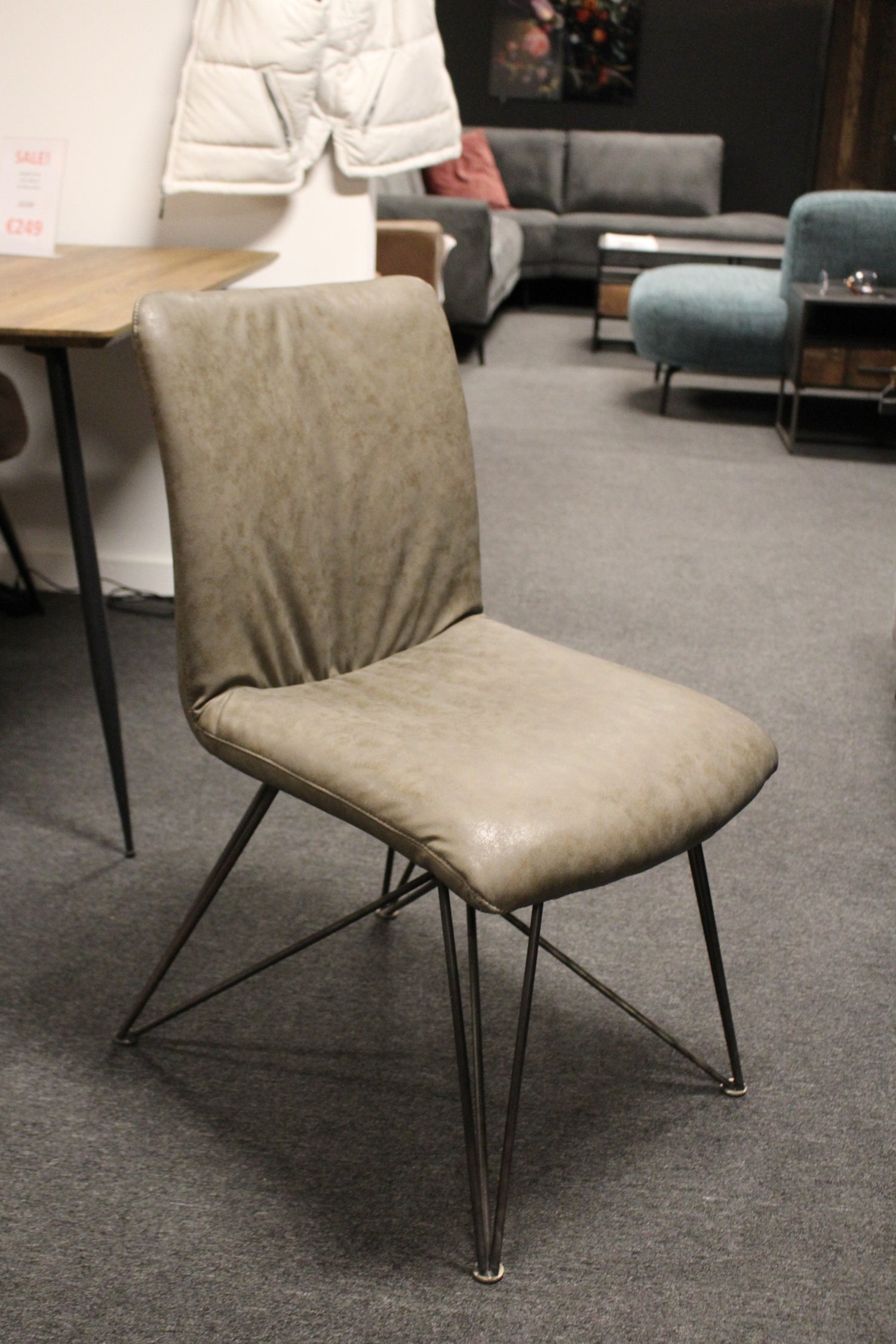 Eetkamerstoel Cross - Stalen Frame - Kleur Taupe - Set van 2