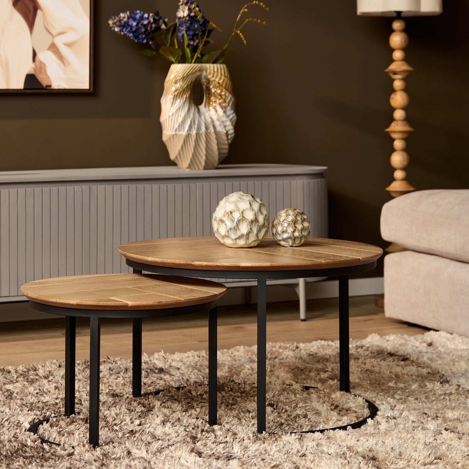 Salontafel Otik Natuurlijk Eiken | 70 cm | set van 2