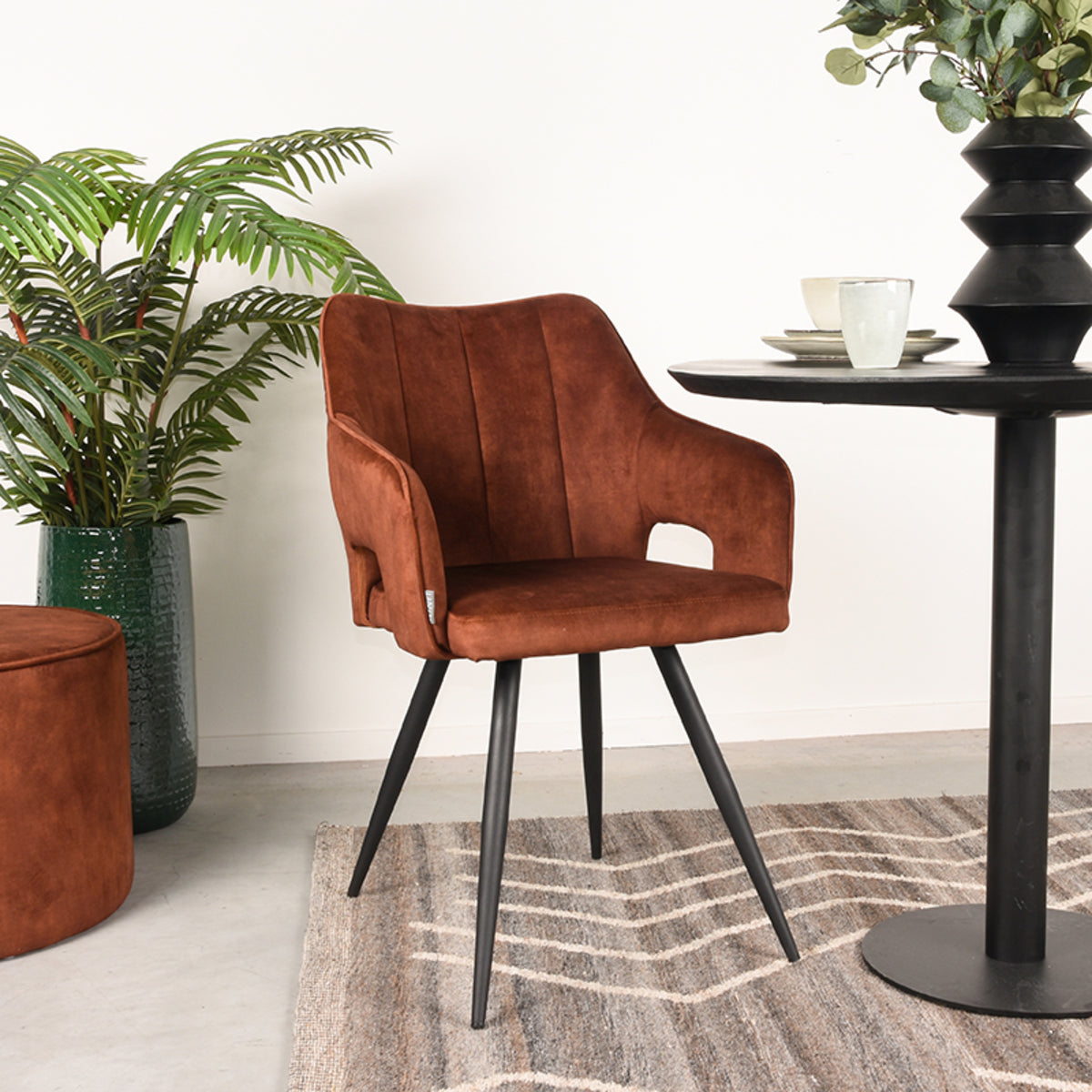 Eetkamerstoel Noud - Rust - Velours