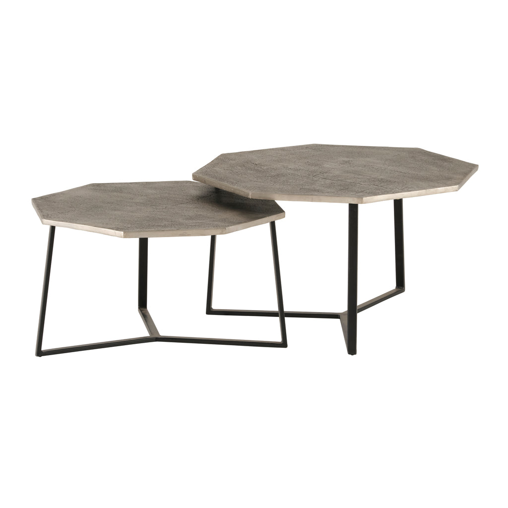 Ancona salontafel, set van 2, Zilver antiek
