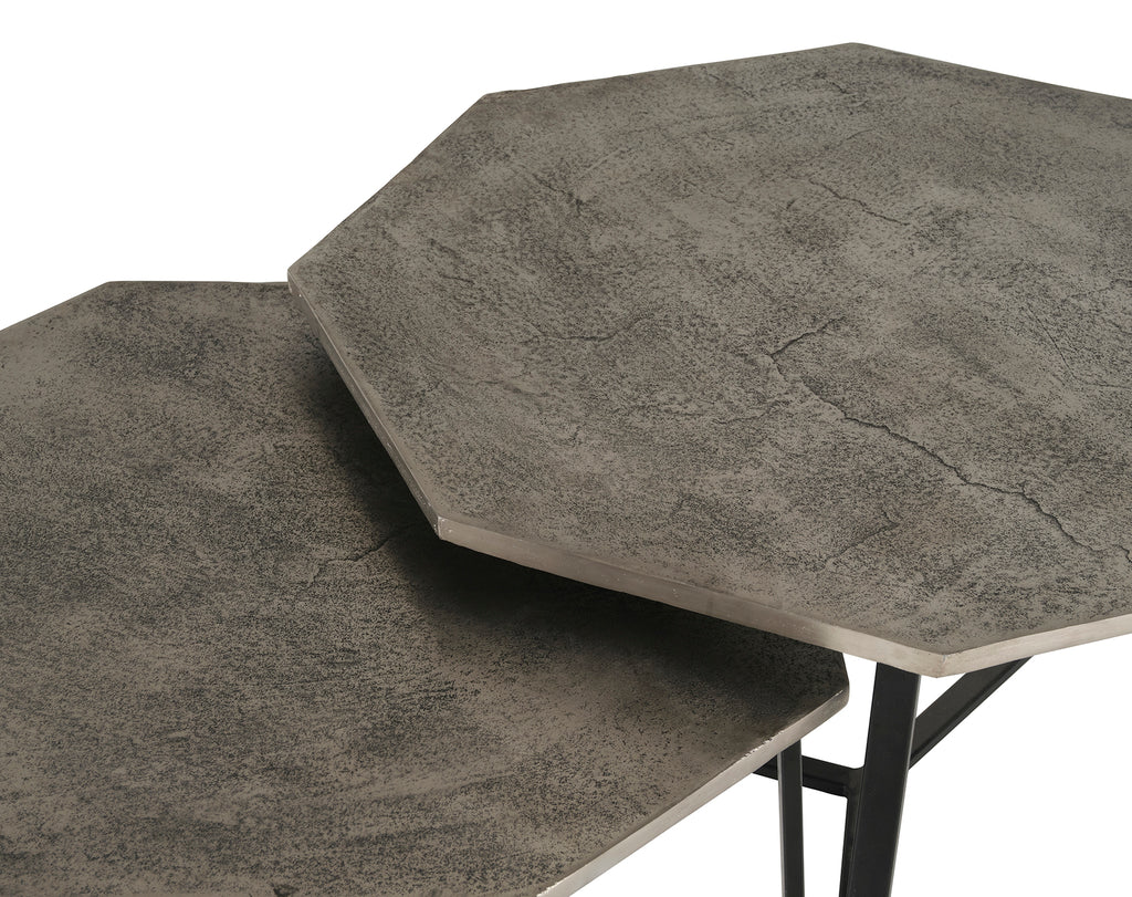 Ancona salontafel, set van 2, Zilver antiek