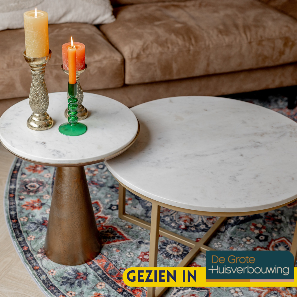 Side table Essy Large | White marble 45 cm