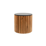 Side table marble Black Ø50, H50, Acacia Natural