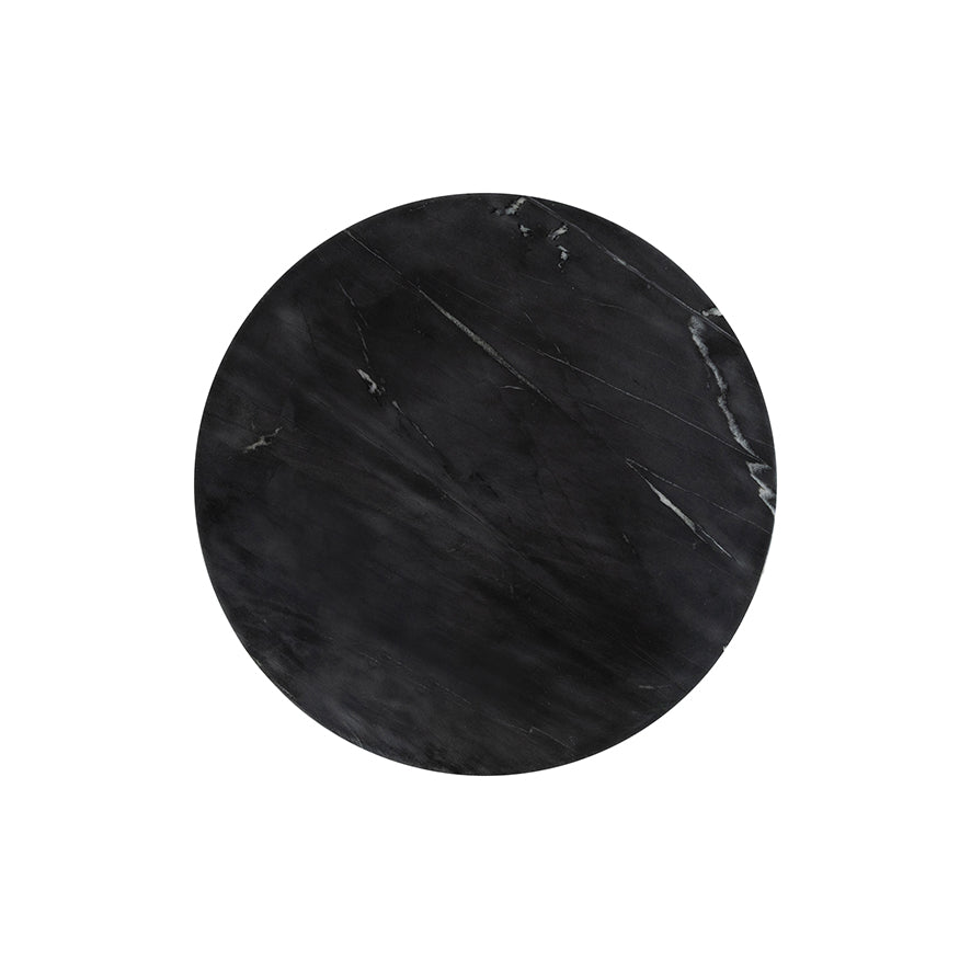 Side table marble Black Ø50, H50, Acacia Natural