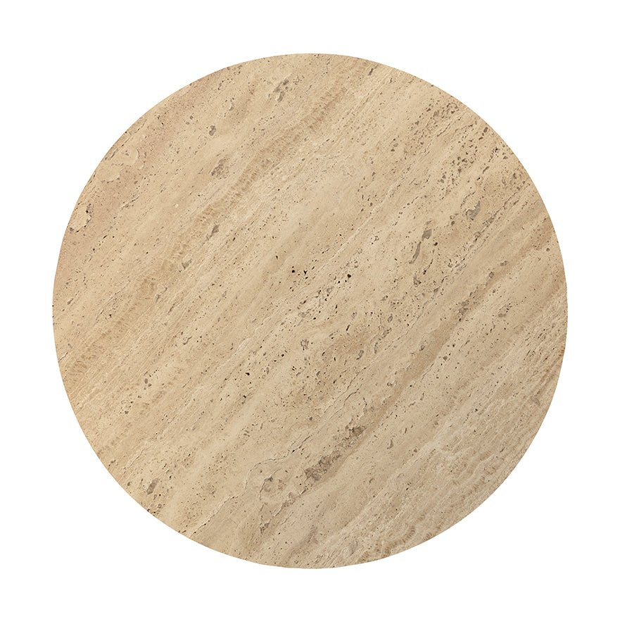Side table marble Travertin Ø50, H50, Dark Walnut