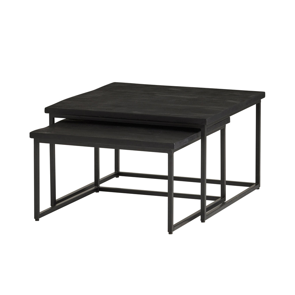 Zwarte Cuba vierkante salontafel set van 2 Big