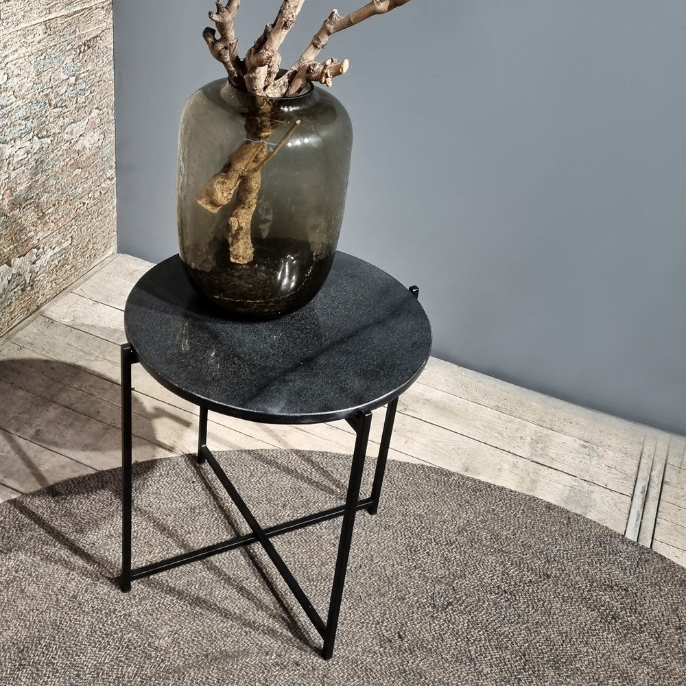 Sidetable met zwart marmeren blad 49