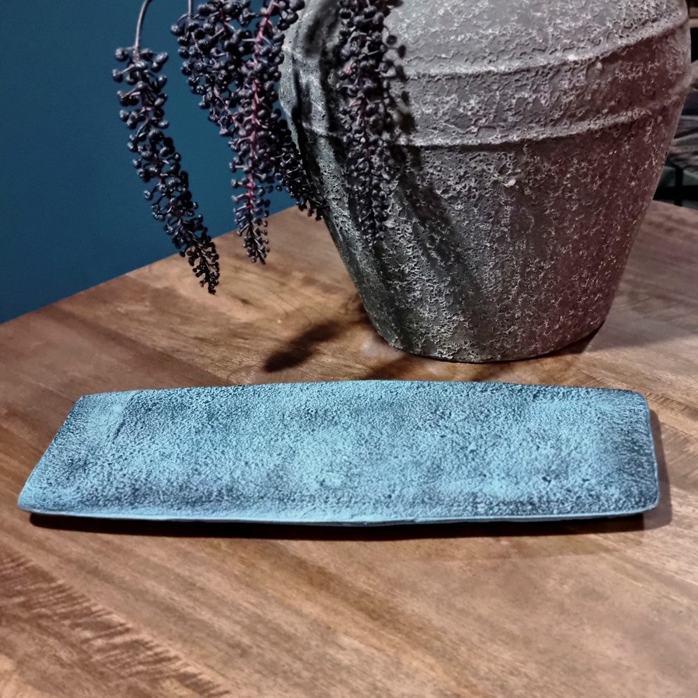 Bord Rechthoek Decoratief Blauw Patina Klein (set van 4)